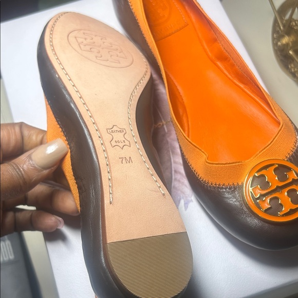 Tory Burch Brown and Orange Flats NWOT negotiable!! - Picture 3 of 5